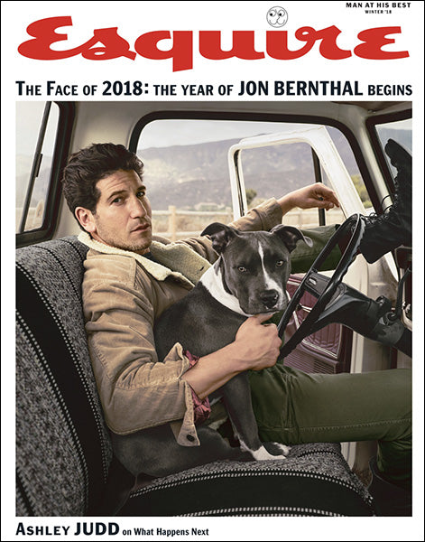 Jon Bernthal & Dog in Truck on cover of Esquire Fall 2018 magazine