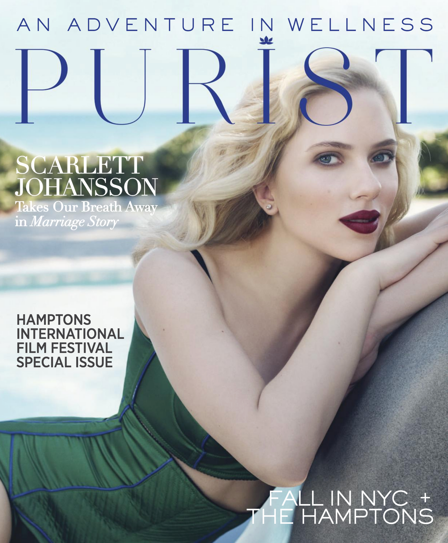 Scarlett Johansson leaning on rock
