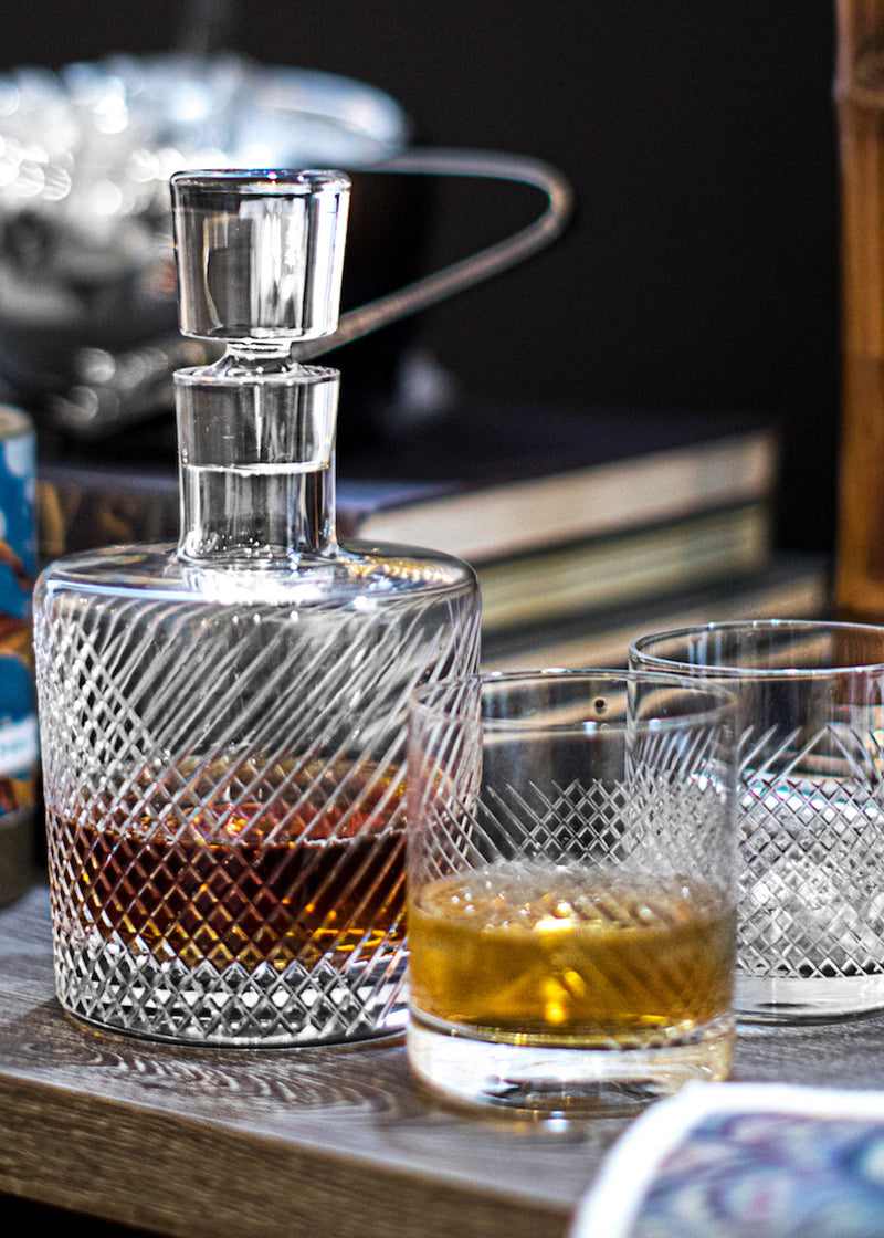 Cut crystal decanter and glasses