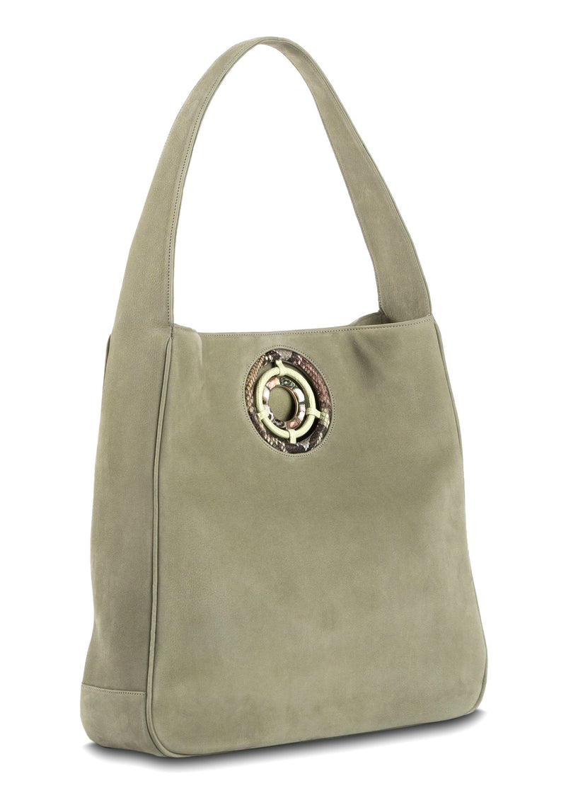 Paige Hobo in Celedon Green Suede