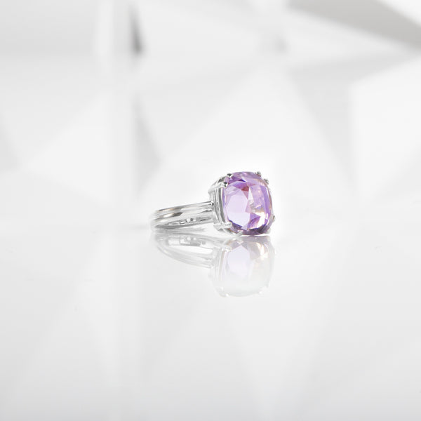 Light Amethyst Amethyst Cushion Cut Ring in Sterling Silver - Darby Scott