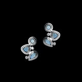 Blue Topaz & Diamond Post Back Mosaic Earrings in Sterling Silver  - Darby Scott