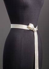 Ivory Silk Grosgrain Ribbon Belt, Narrow - Darby Scott
