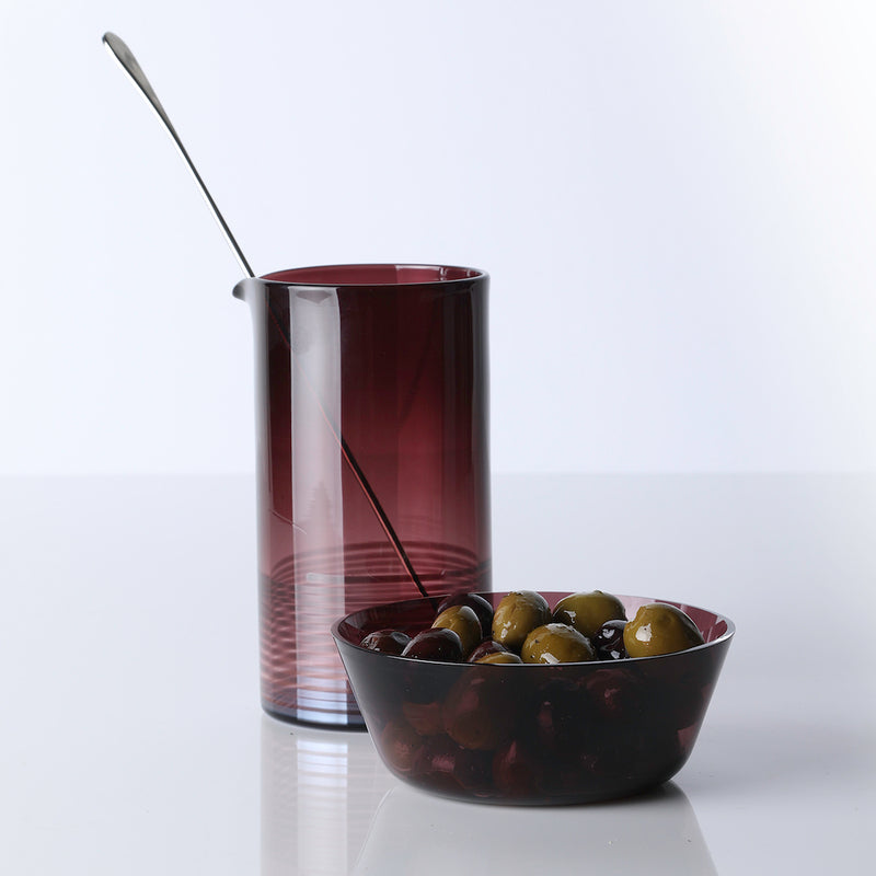 Aubergine Mixing Glass with long spoon and matching bowl - Darby Scott