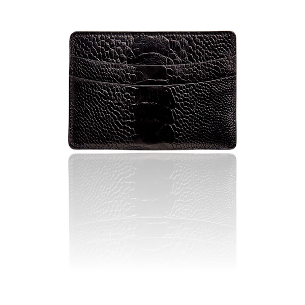 Black Ostrich Leg Credit Card Case - Darby Scott