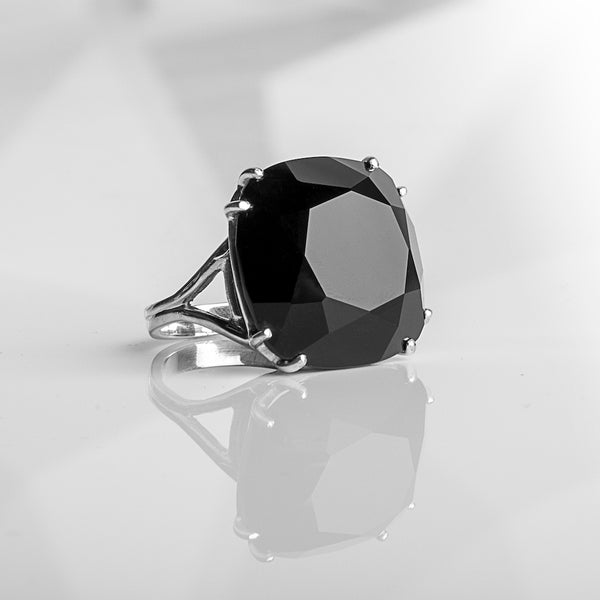Black Onyx 34 Carat Cocktail Ring in Sterling Silver
