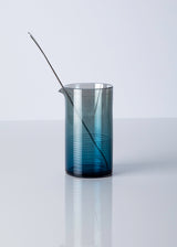Hand blown ombre steel blue mixing glass with long spoon 