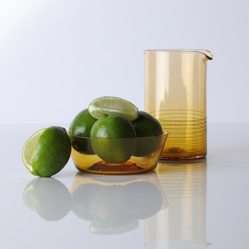 Citrine Mixing Glass and Bowl with Limes
