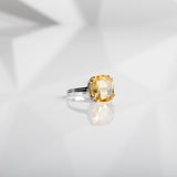 Citrine 12mm Cushion Cut Ring in Sterling Silver - Darby Scott
