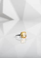 Citrine 12mm Cushion Cut Ring in Sterling Silver - Darby Scott