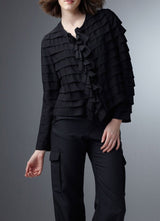 Model in Black Silk Grosgrain Ribbon Jacket front view - Darby Scott
