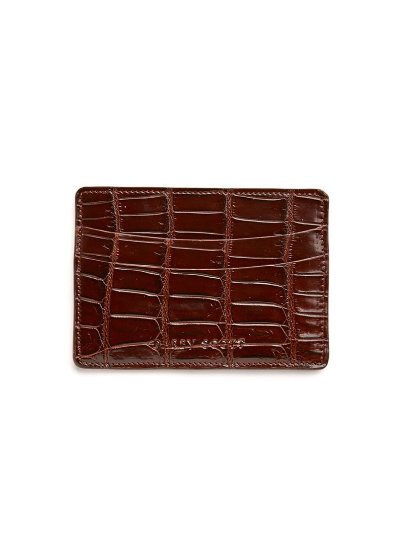 Back view Chocolate Crocodile Credit Card Case - Darby Scott