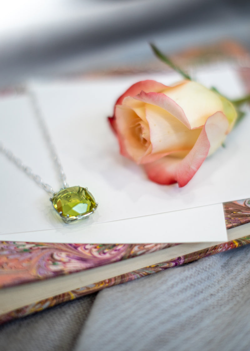 Lime Citrine Pendant with Rose - Darby Scott