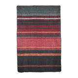 Charcoal Brown and Red Striped Alpaca Throw