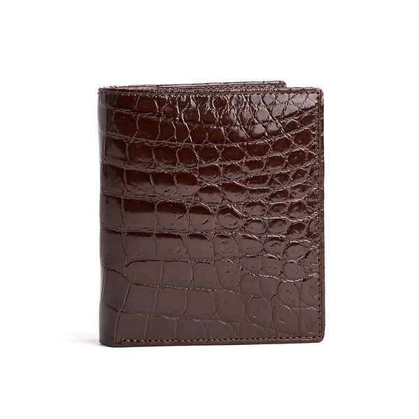 Brown Exotic Crocodile Bi-Fold Euro Wallet - Darby Scott