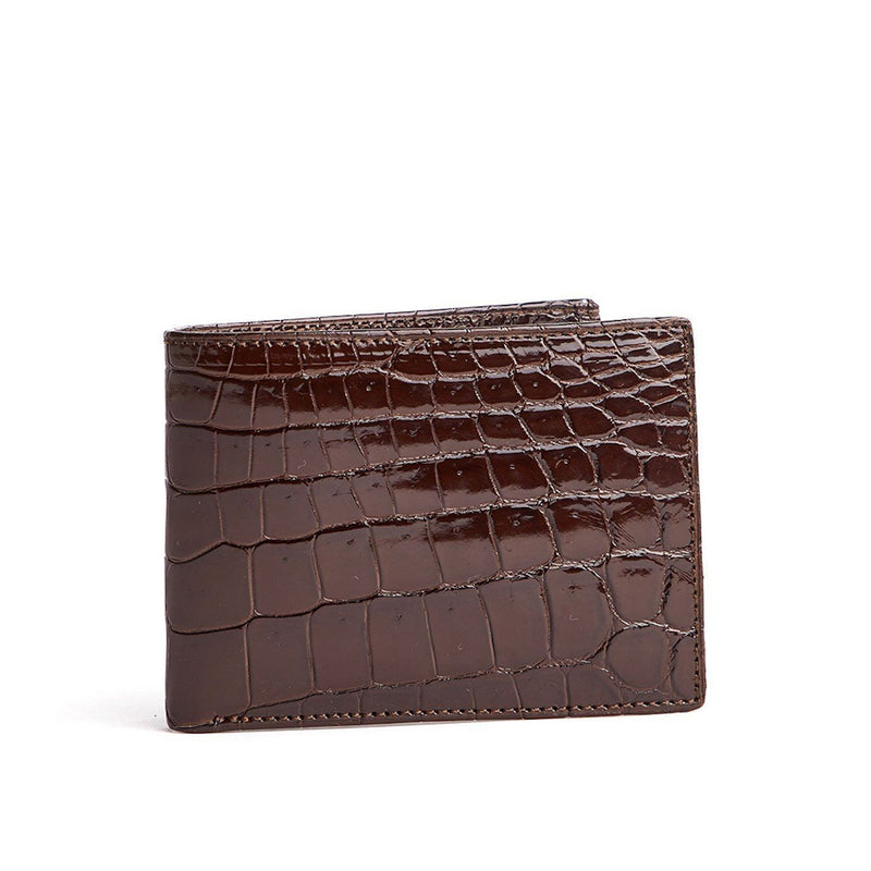 Brown Exotic  Nile Crocodile Classic Slim Bi-Fold Wallet - Darby Scott