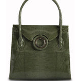 Exotic lizard Thompson tote in green with labradorite grommet - Darby Scott