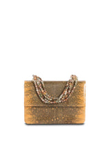 Exotic ring lizard mini iconic necklace handbag in apricot with rutilated quartz handle - Darby Scott