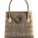 Exotic Ring Lizard Thompson 'O' Tote in Tan with Labradorite  Grommet - Darby Scott