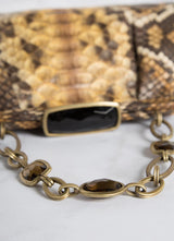 Dark Gold Multi Color Handbag, Detail view of toplock - Darby Scott