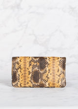 Back view of Gold & Brown Python Convertible Clutch - Darby Scott 