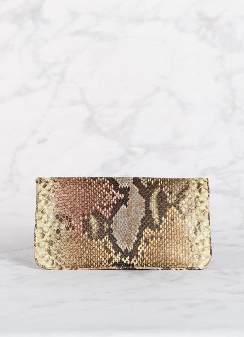 Back view Pastel Python Convertible fold over Clutch - Darby Scott 
