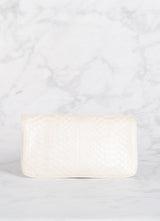 Back view of Pearl colored Mini Fold over Clutch - Darby Scott 