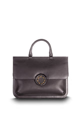 Brown pebble leather saddle handbag with smokey topaz gemstone grommet - Darby Scott