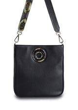 Navy Leather Cloe Cross Body Tote front view - Darby Scott 
