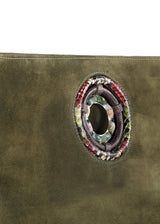 Grommet Detail with Jasper Gemstones on Olive Cloe Tote - Darby Scott