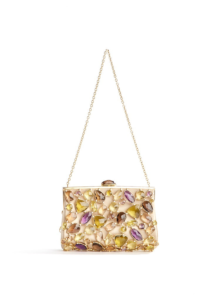 Gemstone & diamond Evening Handbag with 18K yellow gold chain - Darby Scott