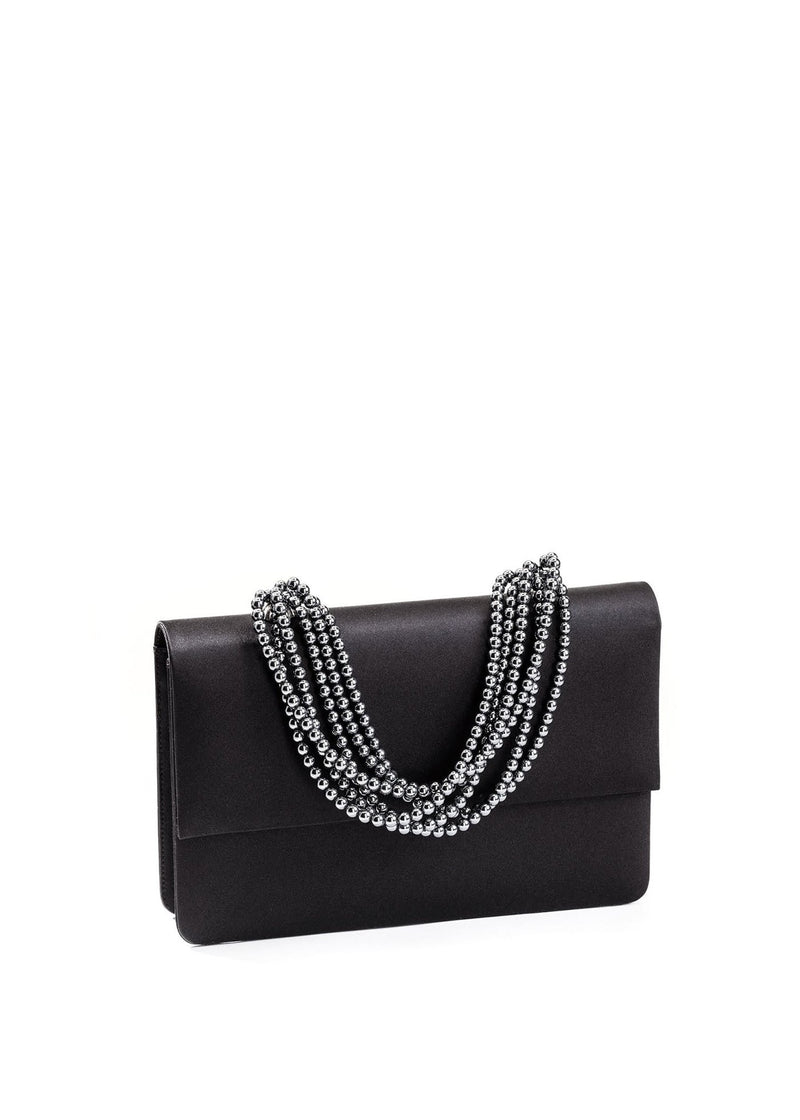 Black Silk and Hematite Necklace Handbag - Darby Scott