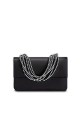 Black Silk Iconic Handbag with Hematite Necklace Handle - Darby Scott