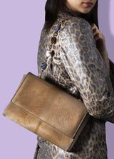 Model with Tan Haircalf Chain & Jewel Shoulder Bag - Darby Scott