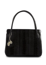 Black Ostrich Leg Blair Open Tote with Silver Accents - Darby Scott
