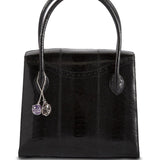 Thompson Tote in Black Ostrich Leg with Fob - Darby Scott