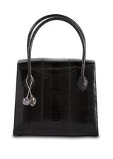 Thompson Tote in Black Ostrich Leg with Fob - Darby Scott