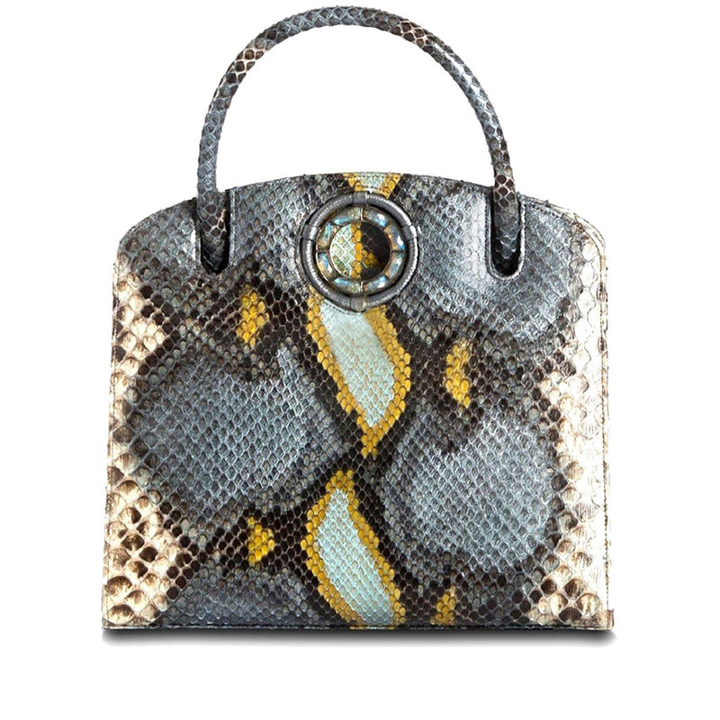 Blue Multi Color Python Jeweled Handbag, Annette Top Handle Tote with Labradorite Gemstones - Darby Scott