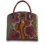 Multi-Color Python Jeweled Handbag, Annette Top Handle Tote with Malachite Gemstones- Darby Scott