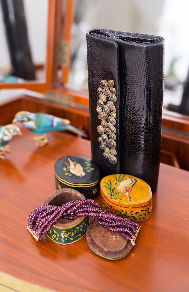 Garnet Multi Strand Bracelet with Mosaic Roll Clutch - Darby Scott
