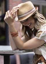 Sunstone Multi Strand Bracelet on Smiling Model - Darby Scott