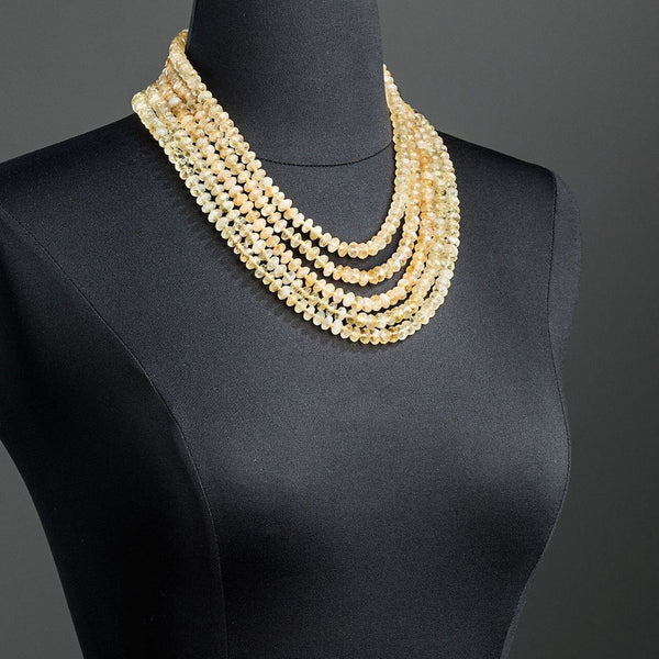 Citrine and 14K gold Five Strand Necklace  - Darby Scott
