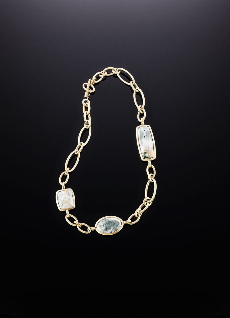 Flat View Ocean Jasper & Antiqued Brass Link Necklace - Darby Scott