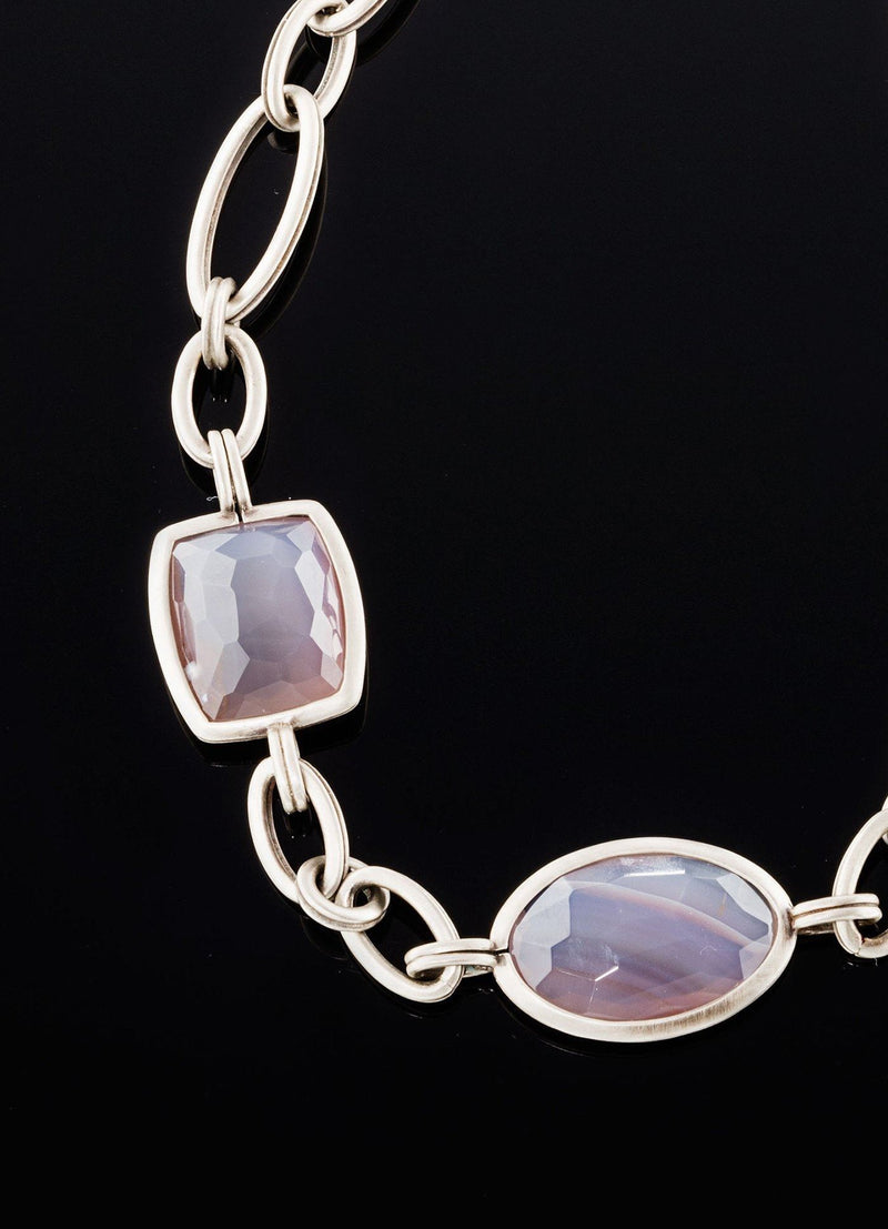 Close up view of Grey Agate Chain Link Necklace - Darby Scott