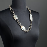 Ocean Jasper & White Brass Chain Link Necklace - Darby Scott