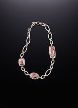 Flat View Red Jasper & White Brass Chain Link Necklace - Darby Scott