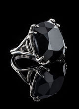 Black Onyx Sterling Ring, 34 Carat Cushion Cut - Darby Scott