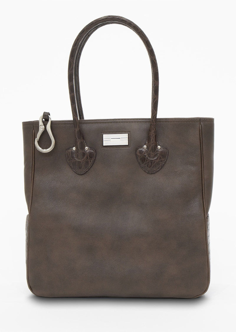 Brown Essex Tote With Key Fob and Sterling Monogram Plate - Darby Scott
