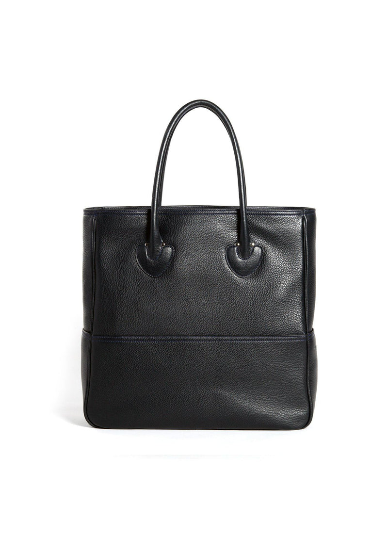 Back view Navy Leather Essex Tote - Darby Scott