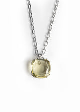 Lime Citrine 34 Carat Cushion Cut Pendant in Sterling Silver - Darby Scott